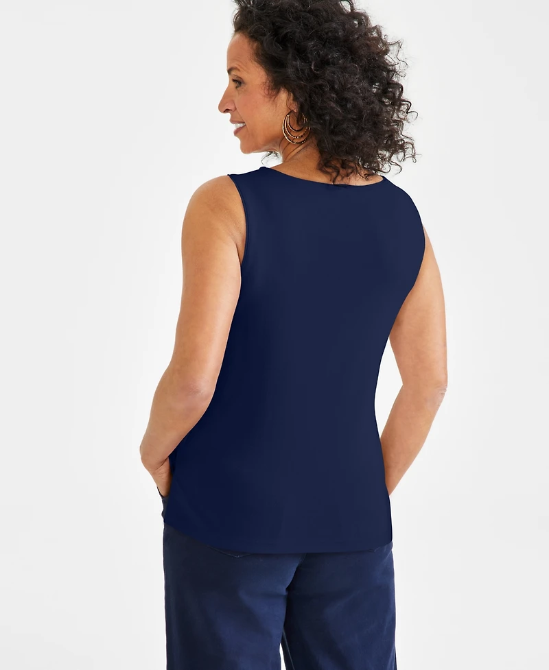 Style & Co Women's Cotton Boat-Neck Sleeveless Top, Created for Macy's