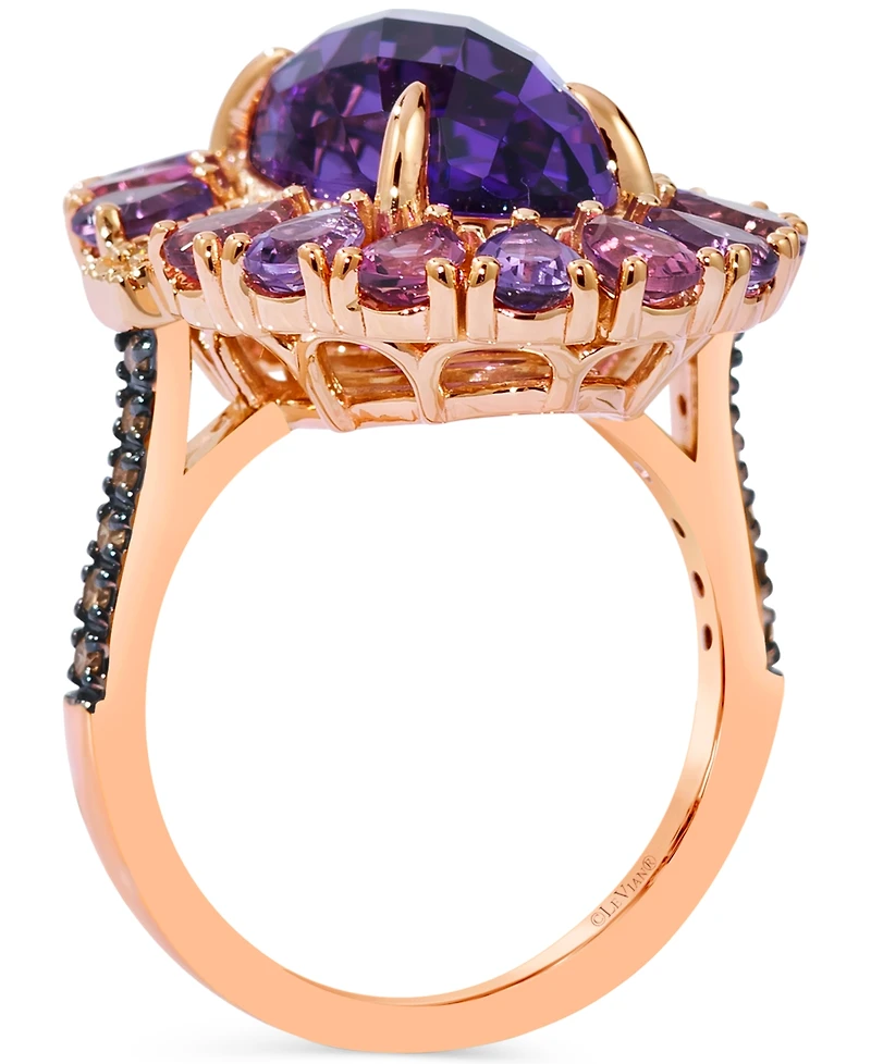 Le Vian Grape Amethyst (5-3/4 ct. t.w.), Passion Fruit Tourmaline (1 ct. t.w.) & Diamond (1/4 ct. t.w.) Oval Statement Ring in 14k Rose Gold