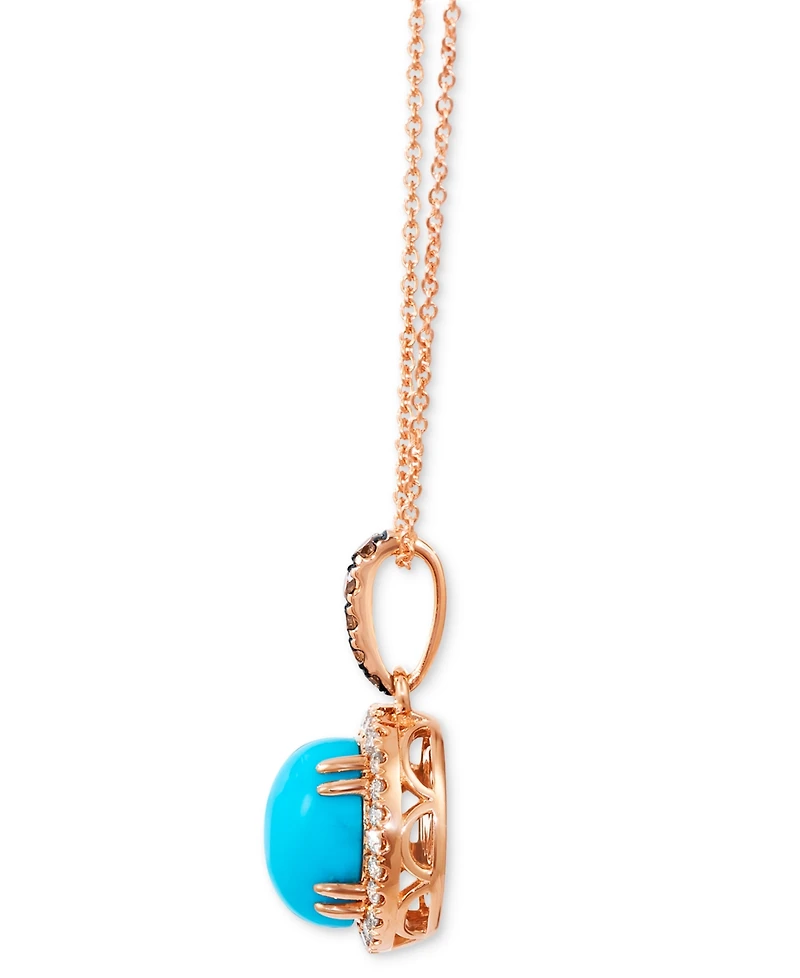 Le Vian Robins Egg Blue Turquoise (2 ct. t.w.) & Diamond (1/4 Halo Adjustable 20" Pendant Necklace 14k Rose Gold
