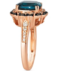 Le Vian Deep Sea Blue Topaz (4-1/2 ct. t.w.) & Diamond (1/3 ct. t.w.) Double Halo Ring in 14k Rose Gold