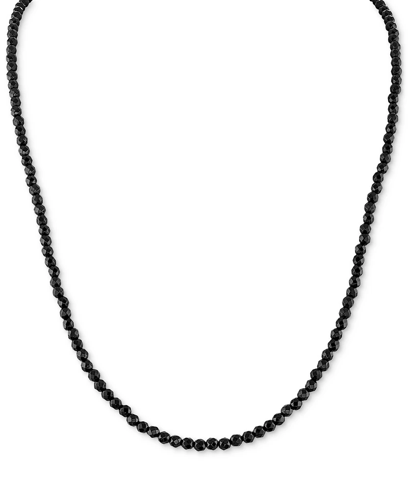 Esquire Men's Jewelry Black Spinel Beaded 22" Statement Necklace in Sterling Silver, Created for Macy's