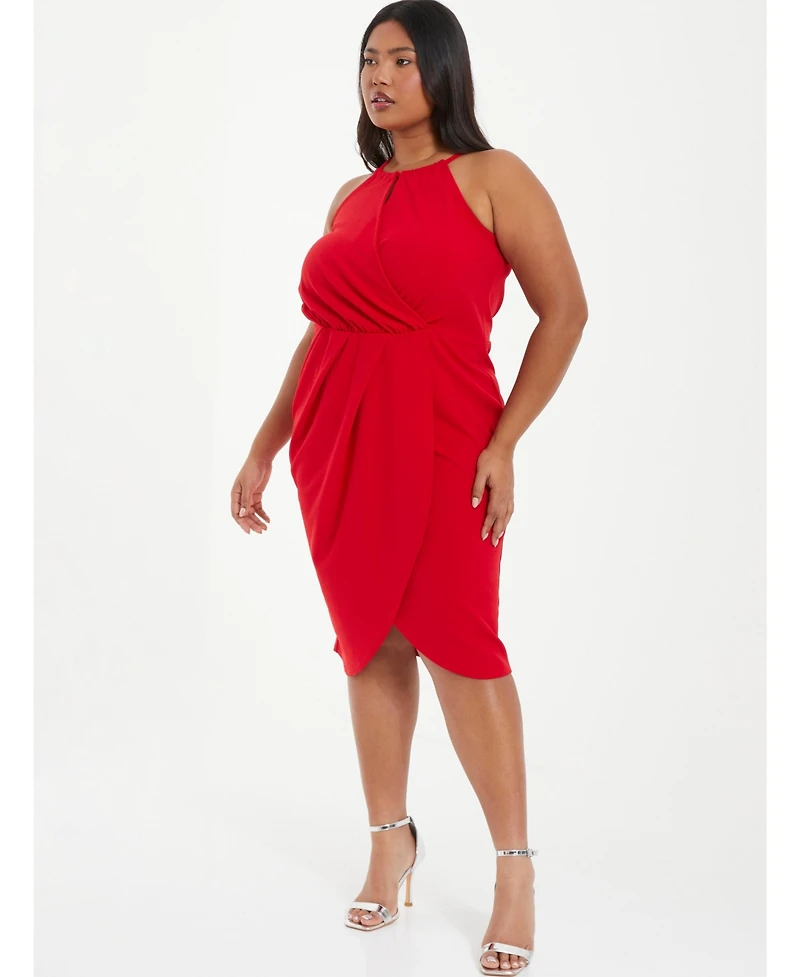 Quiz Plus High Neck Wrap Dress