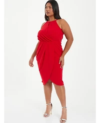 Quiz Plus High Neck Wrap Dress