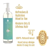 Pursonic Nourishing Beauty Bundle: Fractionated Coconut Oil (16 Oz) & Boar Bristle Bath Brush
