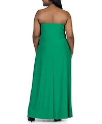 24seven Comfort Apparel Plus Strapless Maxi Dress with Pockets
