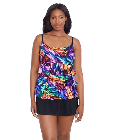 Longitude by Mimi Flamingo Women's Ruffle Faux Skirtini Swimsuit