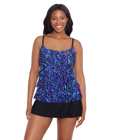 Longitude by Mimi Flamingo Women's Ruffle Faux Skirtini Swimsuit