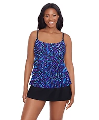 Longitude by Mimi Flamingo Women's Ruffle Faux Skirtini Swimsuit