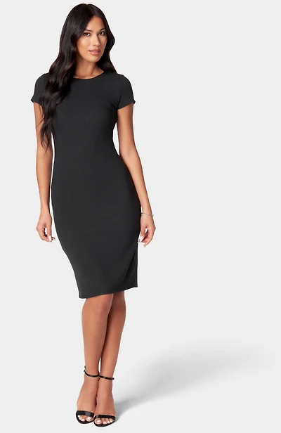 bebe Women's Rib Knee Length T Shirt Dress