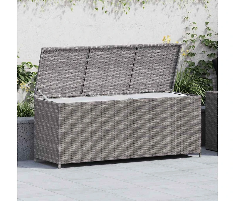 Patio Storage Box Gray 59.1"x19.7"x23.6" Poly Rattan