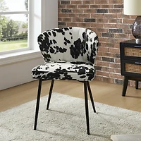Dunten Contemporary Upholstery Accent Chair with Cowhide Pattern and Tufted Back