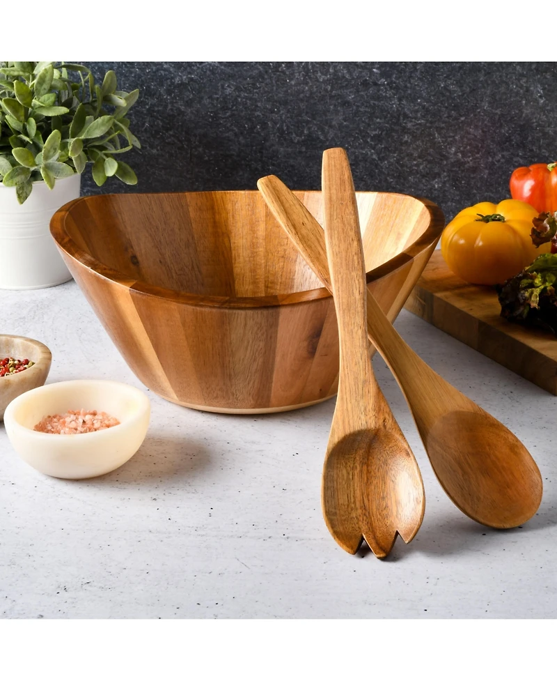 Gibson Home Sherwood Salad Bowl With Matching Serving Spoon & Fork Set