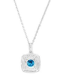 Amethyst (1-1/5 ct. t.w.) & Lab-Grown White Sapphire (1/3 Square Halo Birthstone Pendant Necklace Sterling Silver, 16" + 2" extender (Als