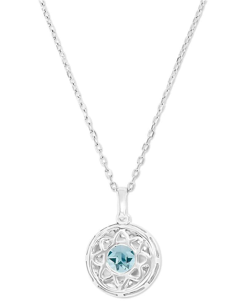 Amethyst (1-1/5 ct. t.w.) & Lab-Grown White Sapphire (3/8 Halo Birthstone Pendant Necklace Sterling Silver, 16" + 2" extender (Also Ad