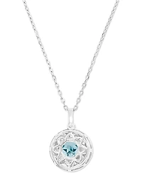 Amethyst (1-1/5 ct. t.w.) & Lab-Grown White Sapphire (3/8 Halo Birthstone Pendant Necklace Sterling Silver, 16" + 2" extender (Also Ad