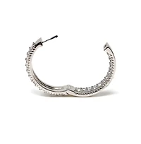 Suzy Levian Sterling Silver Cubic Zirconia Framed Hoop Earrings