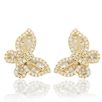 Suzy Levian Sterling Silver Cubic Zirconia Artistic Butterfly Hang Stud Earrings