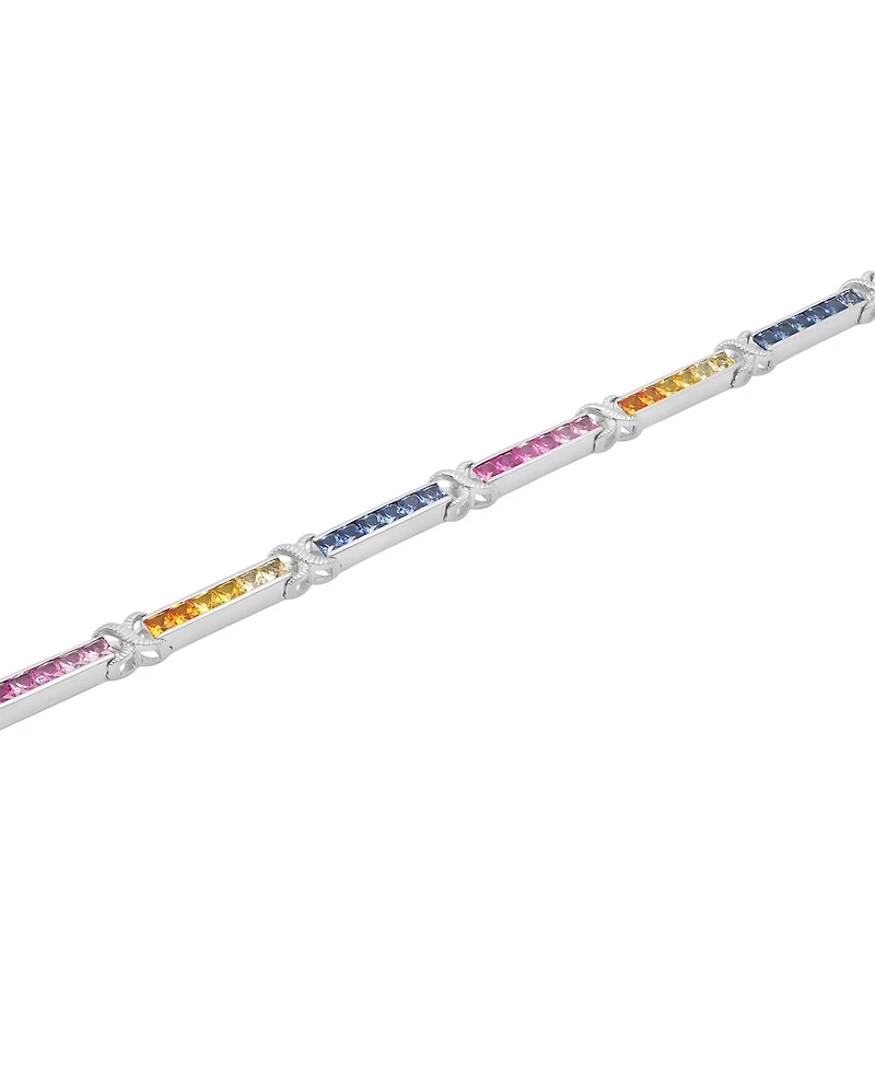 Multicolor Lab Grown Sapphire (6 ct. t.w.) Bracelet in Sterling Silver