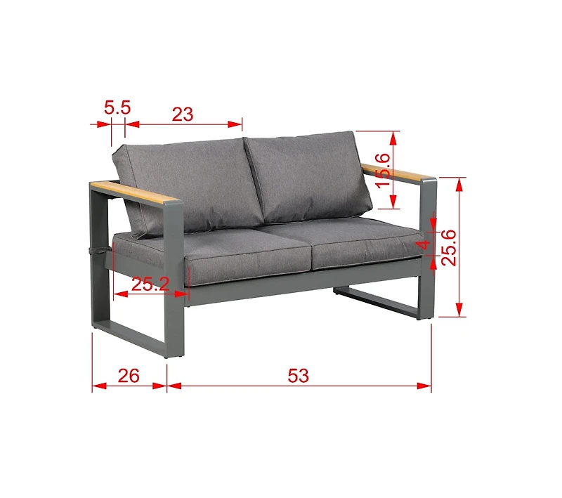 Aoodor Patio Furniture Loveseat - All-Aluminum Sofa Couch with Upgraded Frame, Wider Design, and Thick Cushions for Outdoor Comfort.