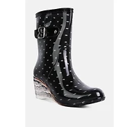 drench clear wedge rainboots