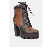moos block heel lace up boots