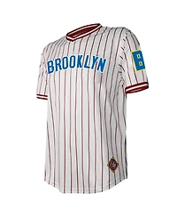Men's Stitches White Distressed Brooklyn Royal Giants V-Neck Jersey