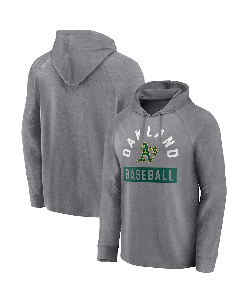 Men's Fanatics Gray Oakland Athletics No Time Off Raglan Pullover Hoodie