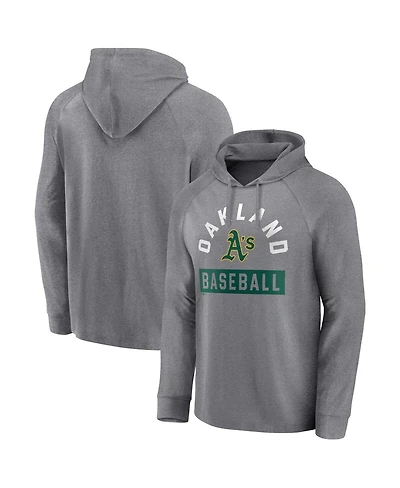 Men's Fanatics Gray Oakland Athletics No Time Off Raglan Pullover Hoodie