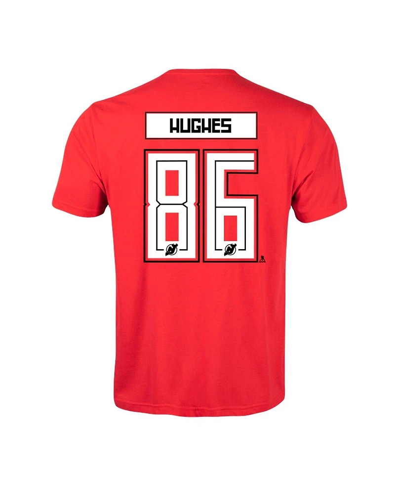 Men's LevelWear Jack Hughes Red New Jersey Devils Richmond Player Name and Number T-shirt