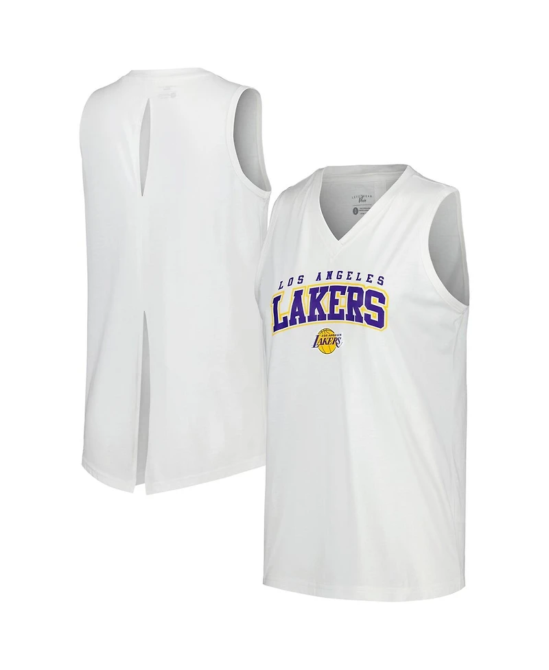 Women's LevelWear White Los Angeles Lakers Paisley Peekaboo Tank Top