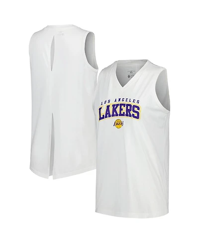 Women's LevelWear White Los Angeles Lakers Paisley Peekaboo Tank Top