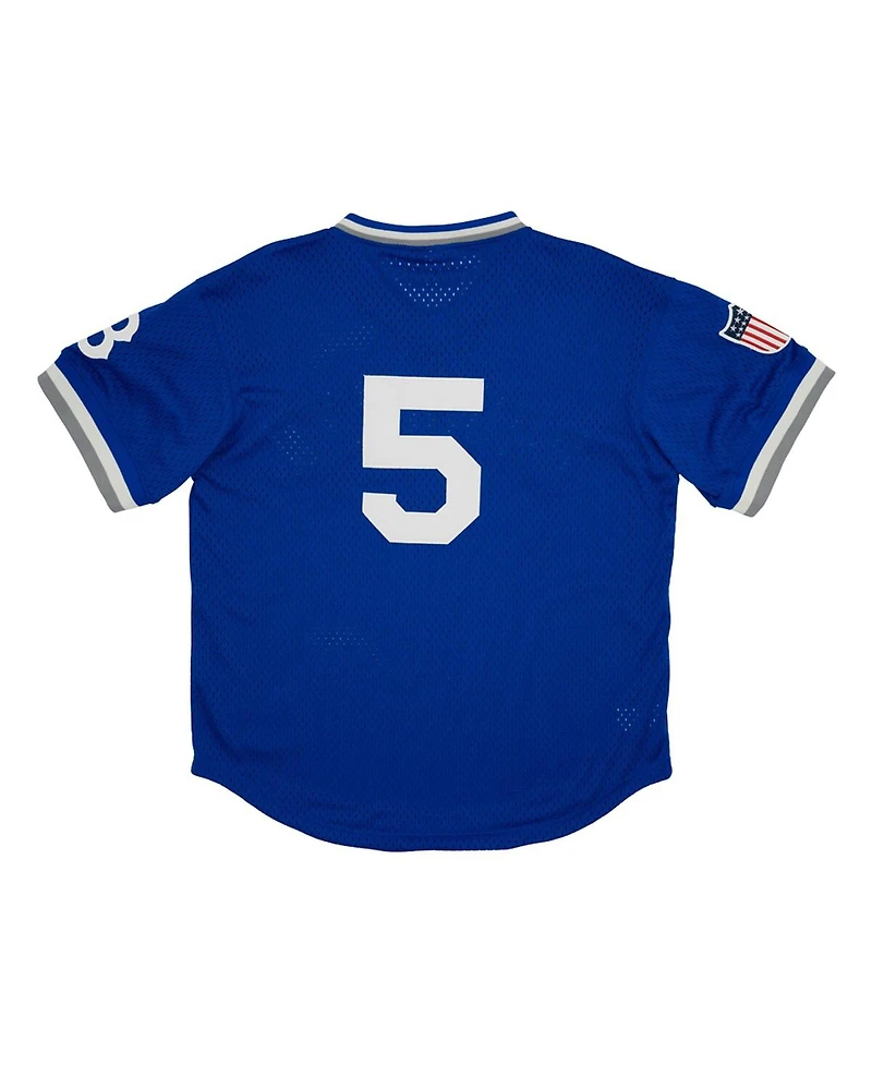 Men's Rings & Crwns #5 Royal Distressed Brooklyn Royal Giants Mesh Replica V-Neck Jersey