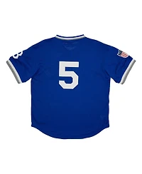 Men's Rings & Crwns #5 Royal Distressed Brooklyn Royal Giants Mesh Replica V-Neck Jersey