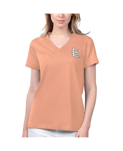 Women's Margaritaville Coral St. Louis Cardinals Game Time V-Neck T-shirt