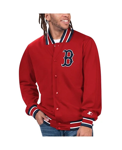 Men's Starter Red Boston Sox Secret Weapon Satin Full-Snap Jacket