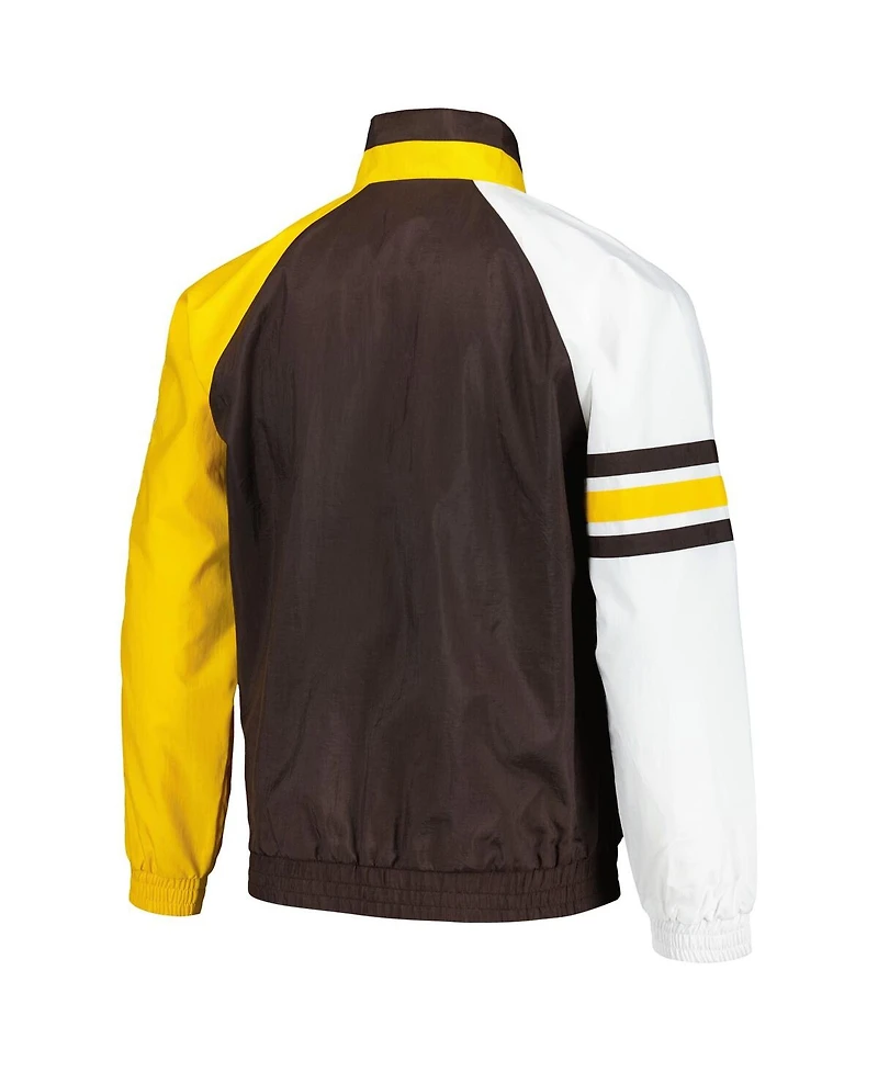 Men's Starter Brown, Gold San Diego Padres Elite Raglan Half-Zip Jacket