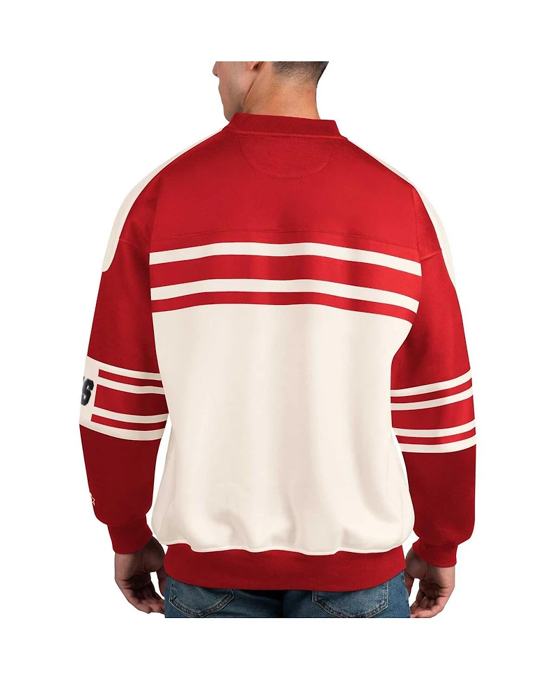 Men's Starter White Carolina Hurricanes Defense Fleece Crewneck Pullover Sweatshirt