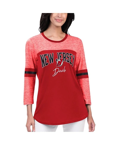 Women's G-iii 4Her by Carl Banks Red New Jersey Devils Play The Game 3/4-Sleeve T-shirt