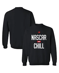 Men's Checkered Flag Sports Black Nascar and Chill Pullover Sweatshirt