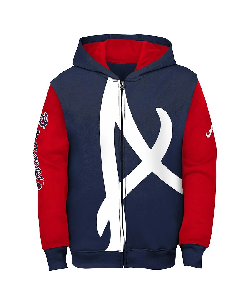 Toddler Boys and Girls Navy Atlanta Braves Postcard Full-Zip Hoodie