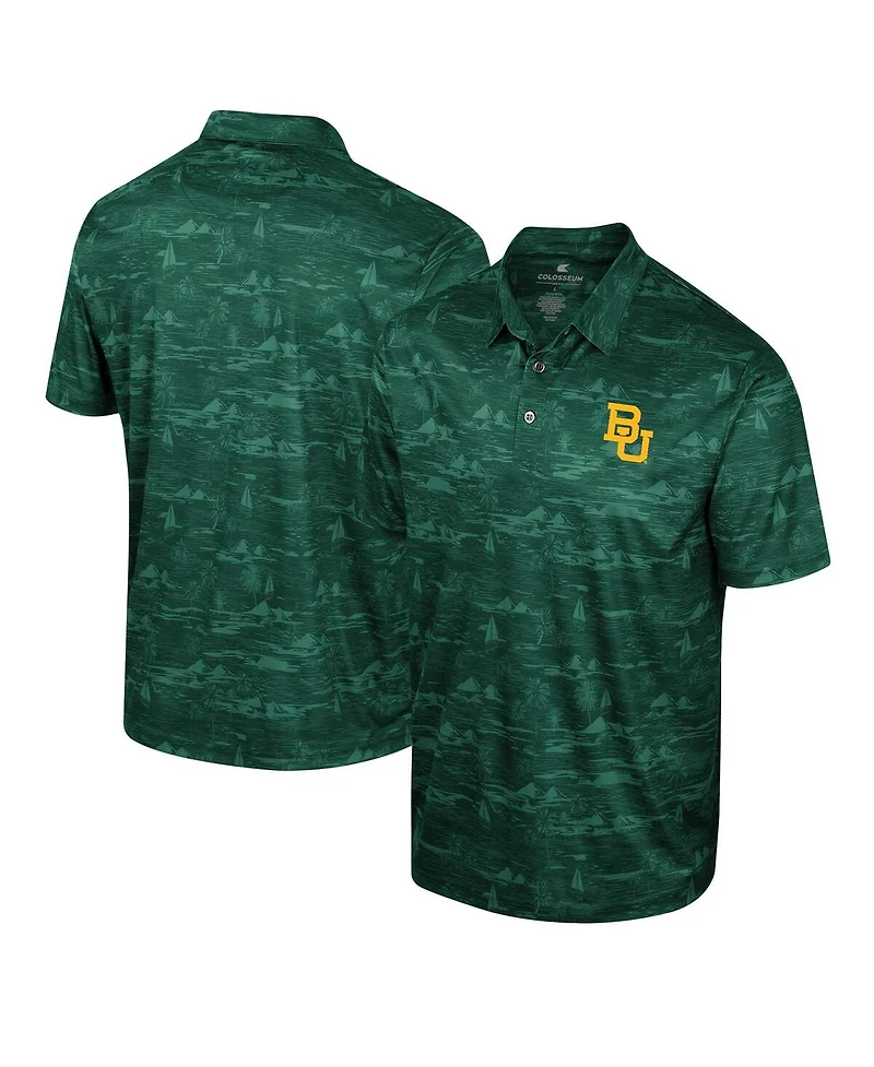 Men's Colosseum Green Baylor Bears Daly Print Polo Shirt