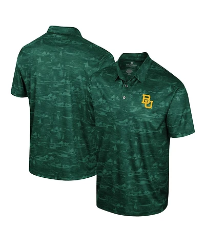 Men's Colosseum Green Baylor Bears Daly Print Polo Shirt