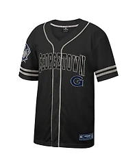 Men's Colosseum Black Georgetown Hoyas Free Spirited Mesh Button-Up Baseball Jersey