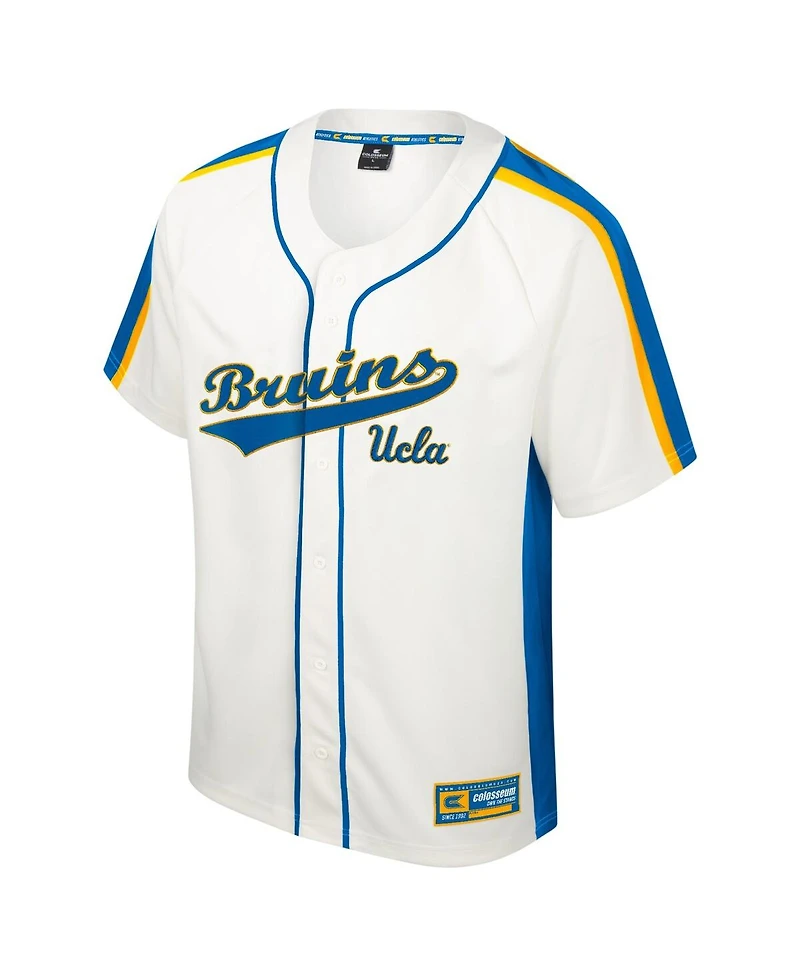 Men's Colosseum Cream Distressed Ucla Bruins Ruth Button-Up Baseball Jersey