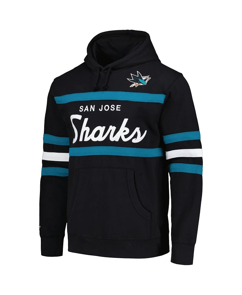 Men's Mitchell & Ness Black San Jose Sharks Head Coach Pullover Hoodie