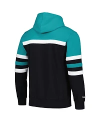 Men's Mitchell & Ness Black, Teal Anaheim Ducks Head Coach Pullover Hoodie