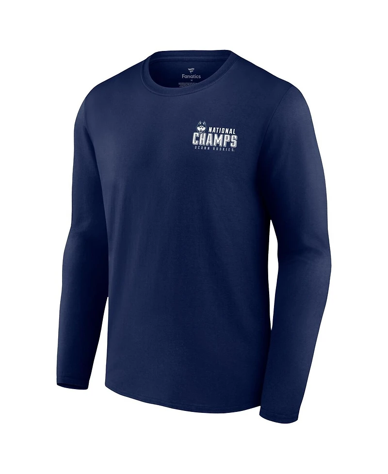 Men's Fanatics Navy UConn Huskies 2023 Ncaa Basketball National Champions Schedule Long Sleeve T-shirt