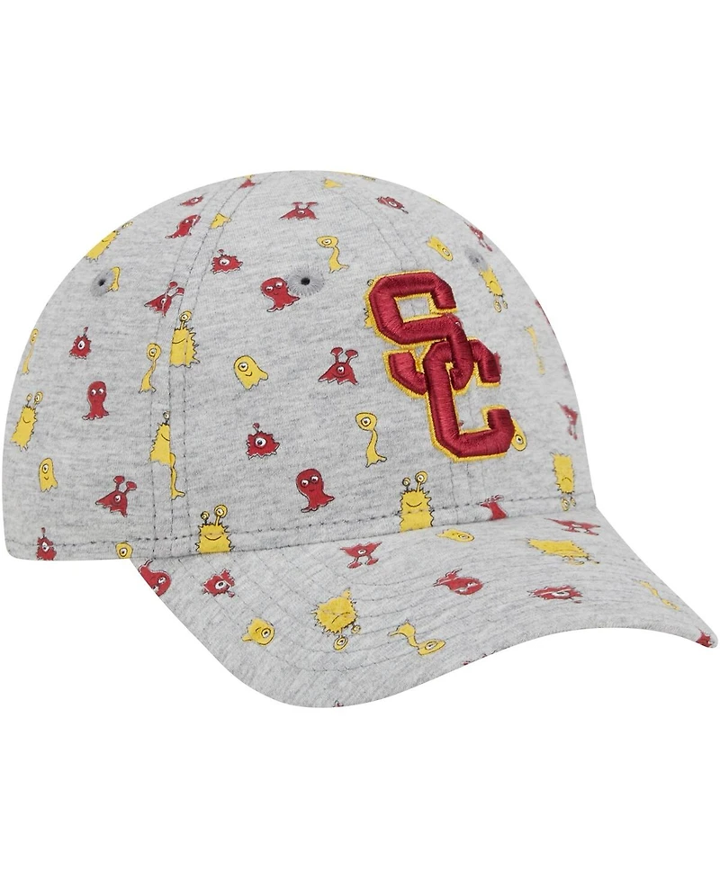 Toddler Boys and Girls New Era Heather Gray Usc Trojans Allover Print Critter 9FORTY Flex Hat