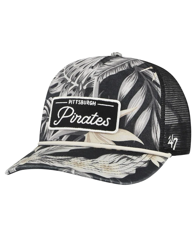 Men's '47 Brand Black Pittsburgh Pirates Tropicalia Trucker Hitch Adjustable Hat