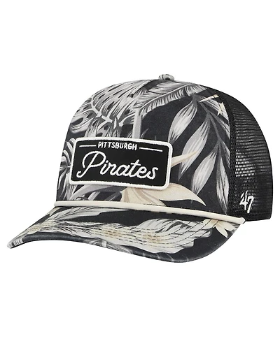 Men's '47 Brand Black Pittsburgh Pirates Tropicalia Trucker Hitch Adjustable Hat
